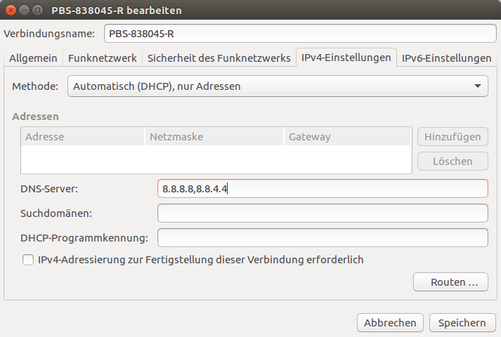 Networkmanager IPv4-Settings