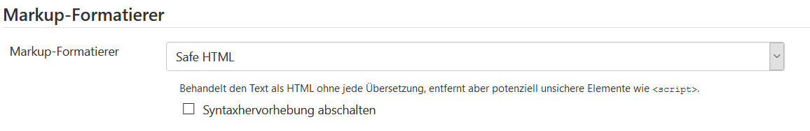 Markup Formatierer Beschreibung