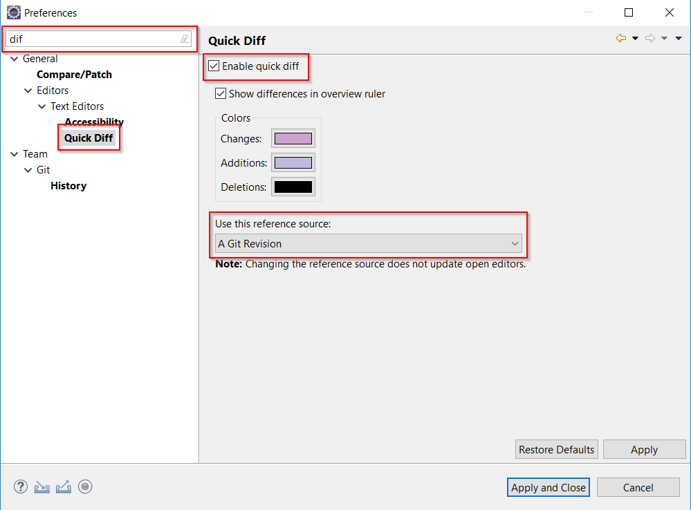 Anzeigen von Codeänderungen in Eclipse aktivieren